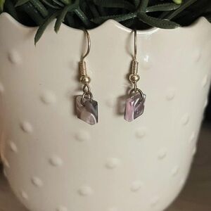 Handmade Elegant Grey and White Dangle Earrings